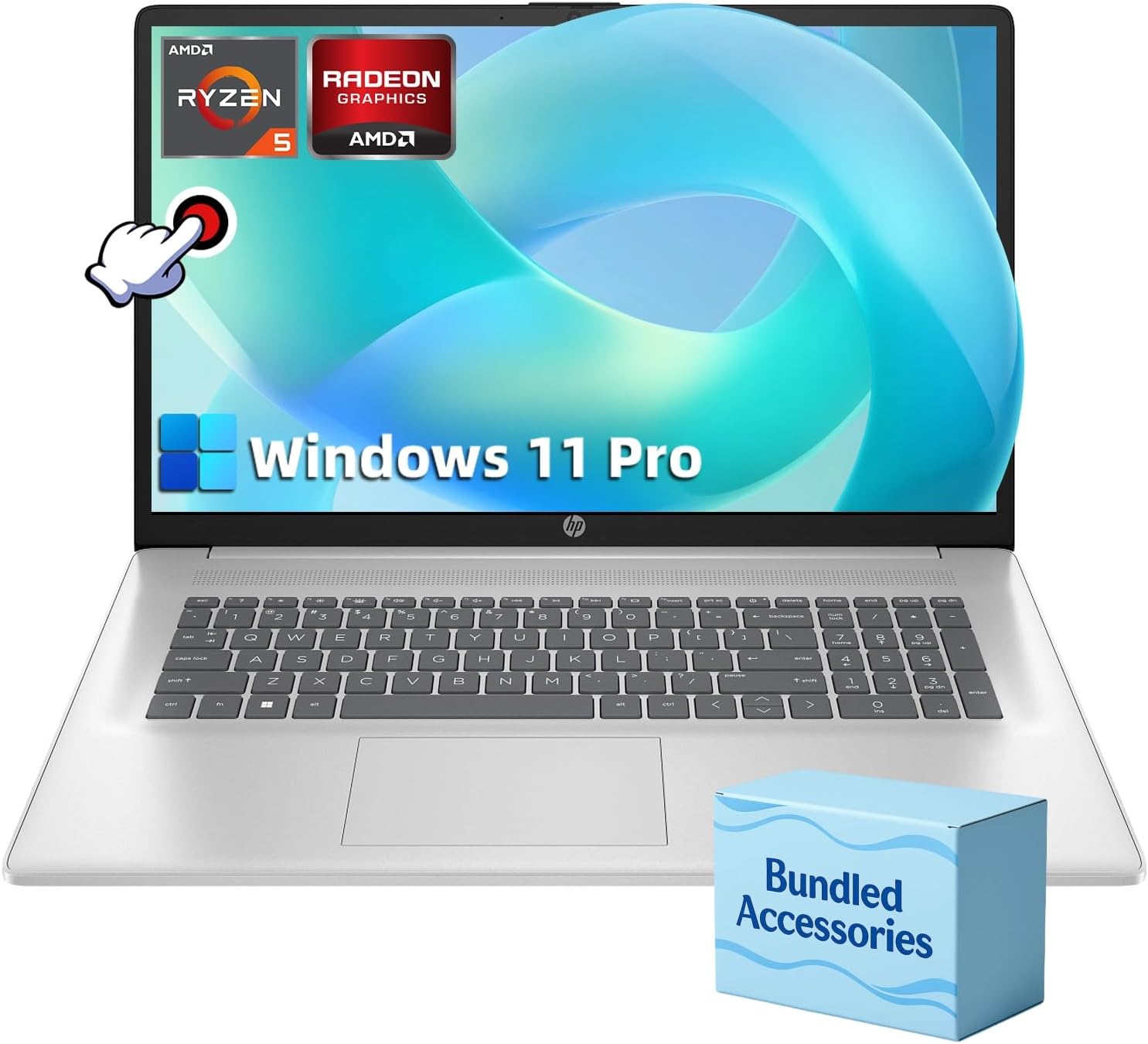 HP 17.3 Touchscreen Laptop Computer for Business and Student - 17.3 HD+ 250-Nits Display • AMD Ryzen 5 7530U • 32GB RAM + 1TB SSD • Win 11 Pro • Wi-Fi 6 • Numeric Keypad • W/General Hardware Accessory