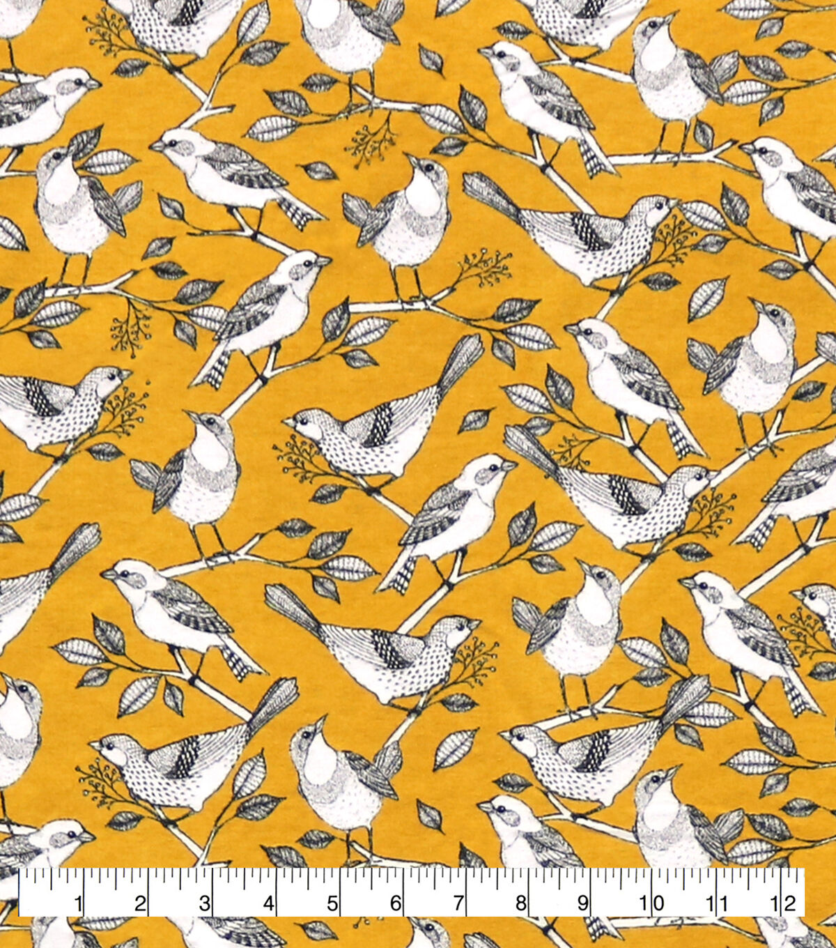 Bird On Mustard Super Snuggle Flannel Fabric