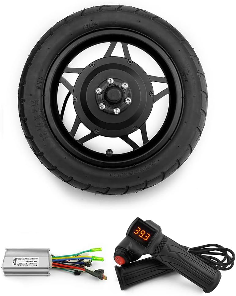 12 Inch 250W Hub Motor Front Drive Wheel With Tire Throttle Grip Brushless Controller For Bike Scooter Bicycle with the tire（24V 250W black）