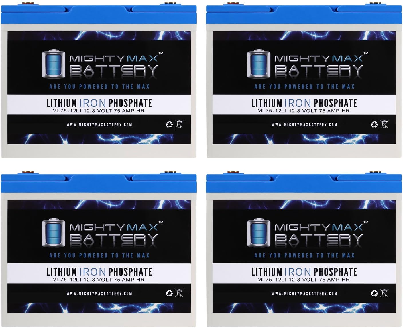 Mighty Max Battery 12V 75AH Lithium Replacement Battery compatible with Heartway Bien S15 Power scooter - 4 Pack