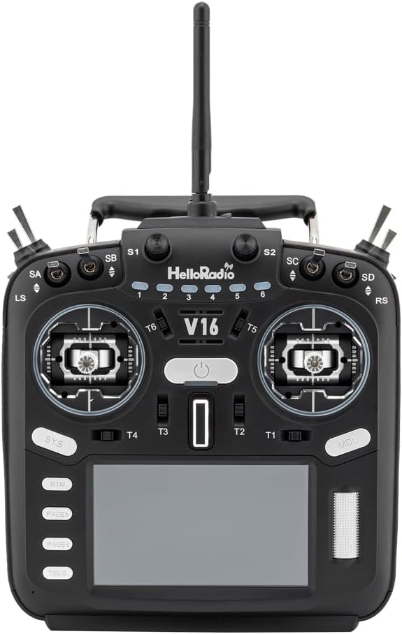 V16Max ELRS CNC Hall Gimbals Radio Transmitter, 16 Channels, 2.4G, Mode 2, for RC Drone (Black)