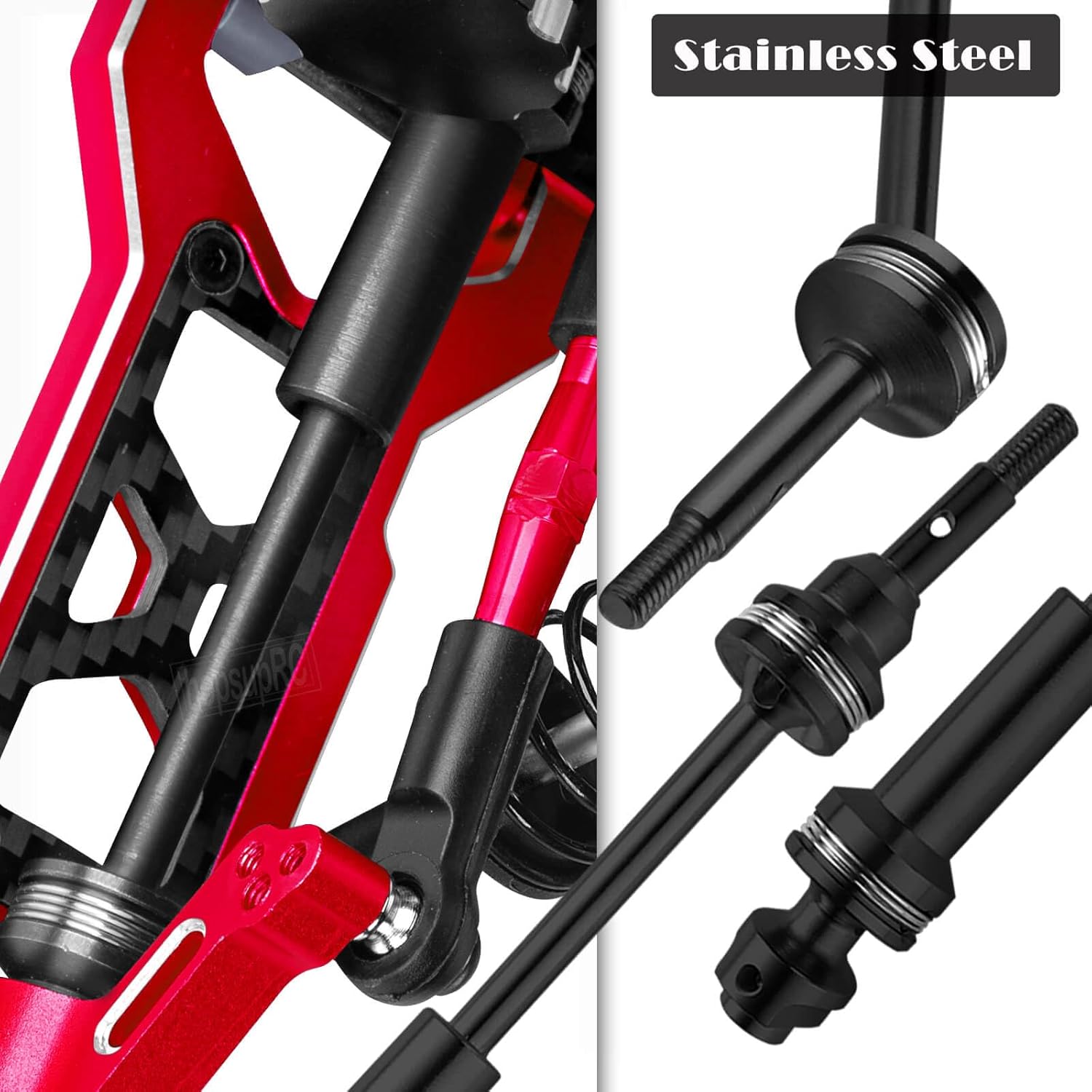 Upgrades Parts for 1/10 Slash 2WD LCG,Carbon Skid Plate&Aluminum RC Shocks&Drive Shaft CVD&A Arms&Steering Block&272R Gearbox&Adjustable Links&Shock Tower&Front Bulkhead,Red