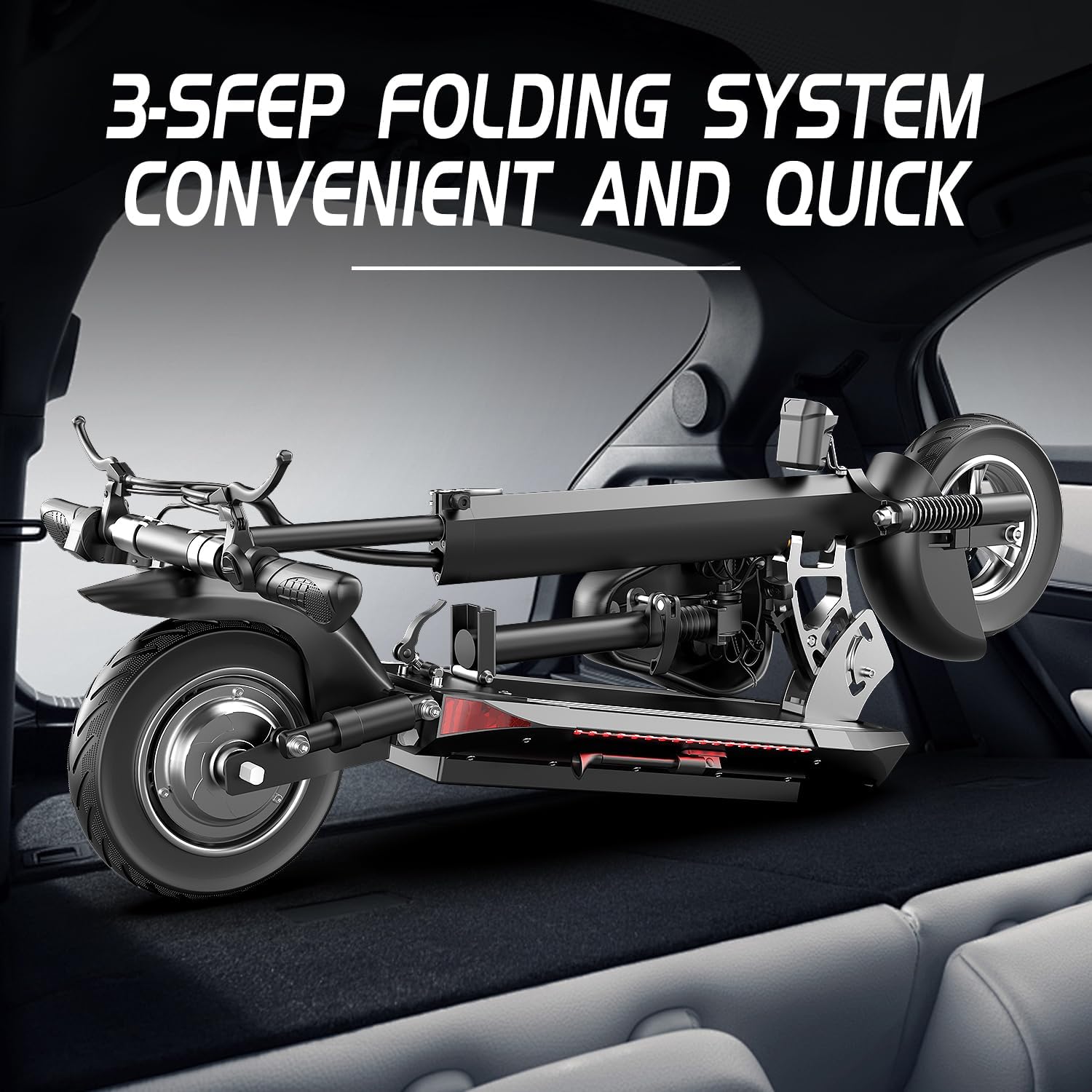 1200W Peak Dual Motor Electric Scooter with Seat, 48V 15AH 27 MPH,Up to 45+ Miles, UL2272 Certified Foldable Commuting E-Scooter Full Suspension