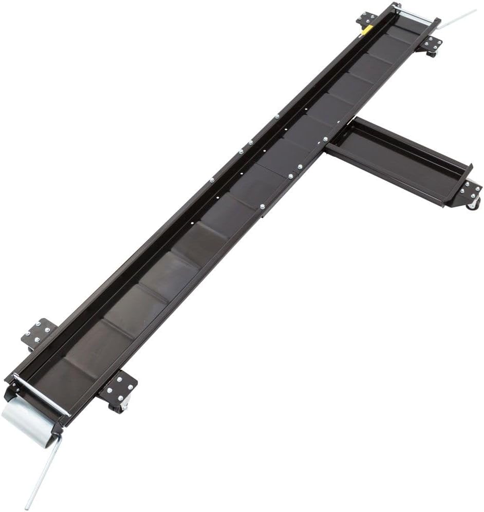 Black Widow Extra Long Motorcycle Dolly for Cruisers and Choppers, Heavy Duty Garage Mount Stand, 94 Inch Track, 1,250 Pound Capacity, Black