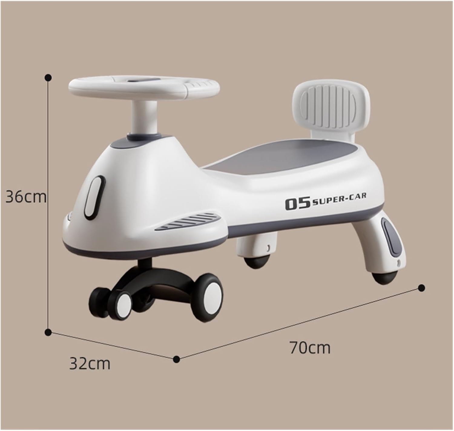 Swing Car with Silent Flashing Wheel Wiggle Car for Kids Anti-Rollover Indoor and Outdoor Toy Vehicle