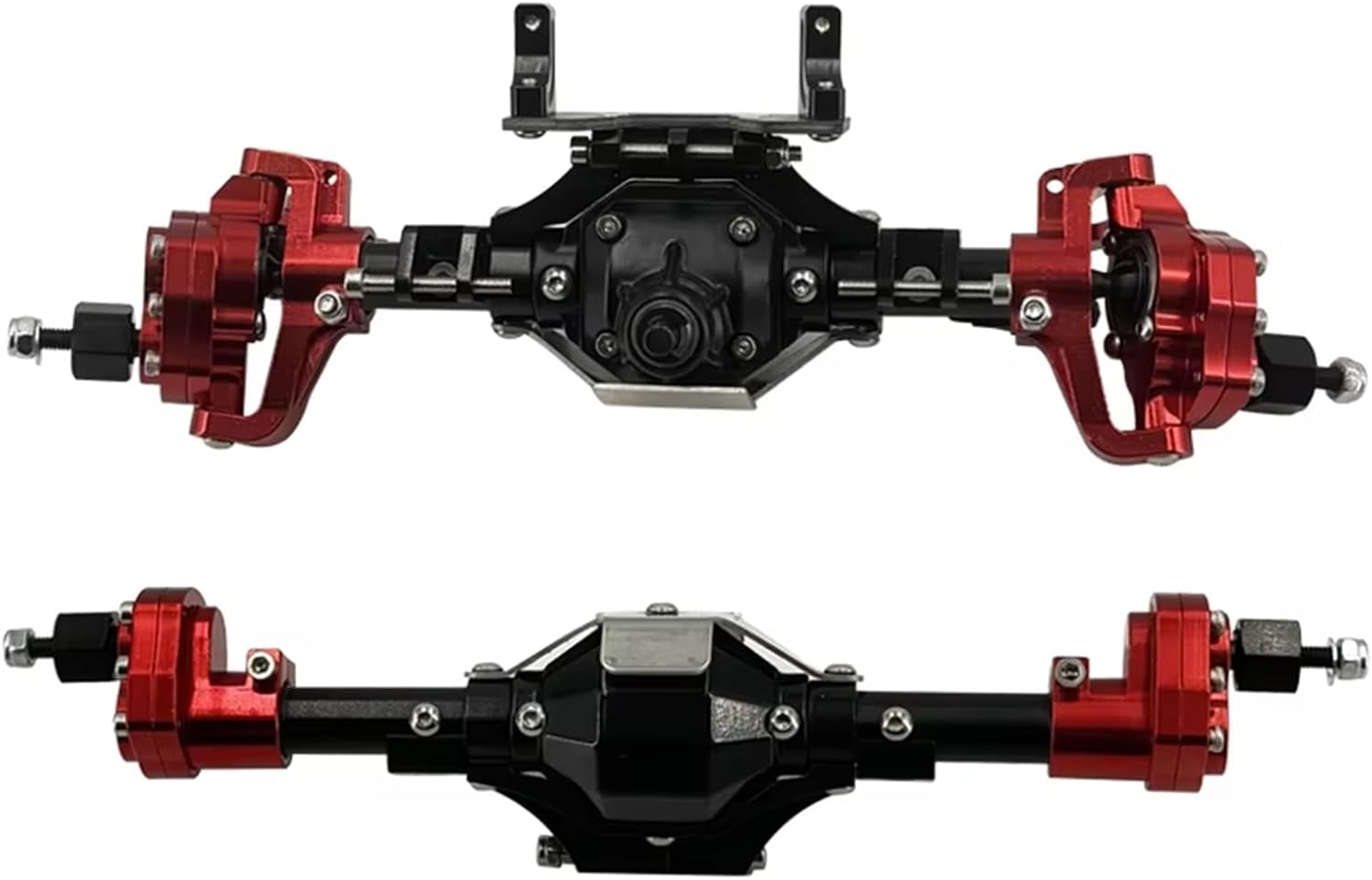 RC Car Parts Compatible with Axial 90046 90047 Scx10 I 1/10 RC Car Accessories Upgrades Parts Metallic Body Front and Rear Portal Axle Set(Red,Front and Rear)