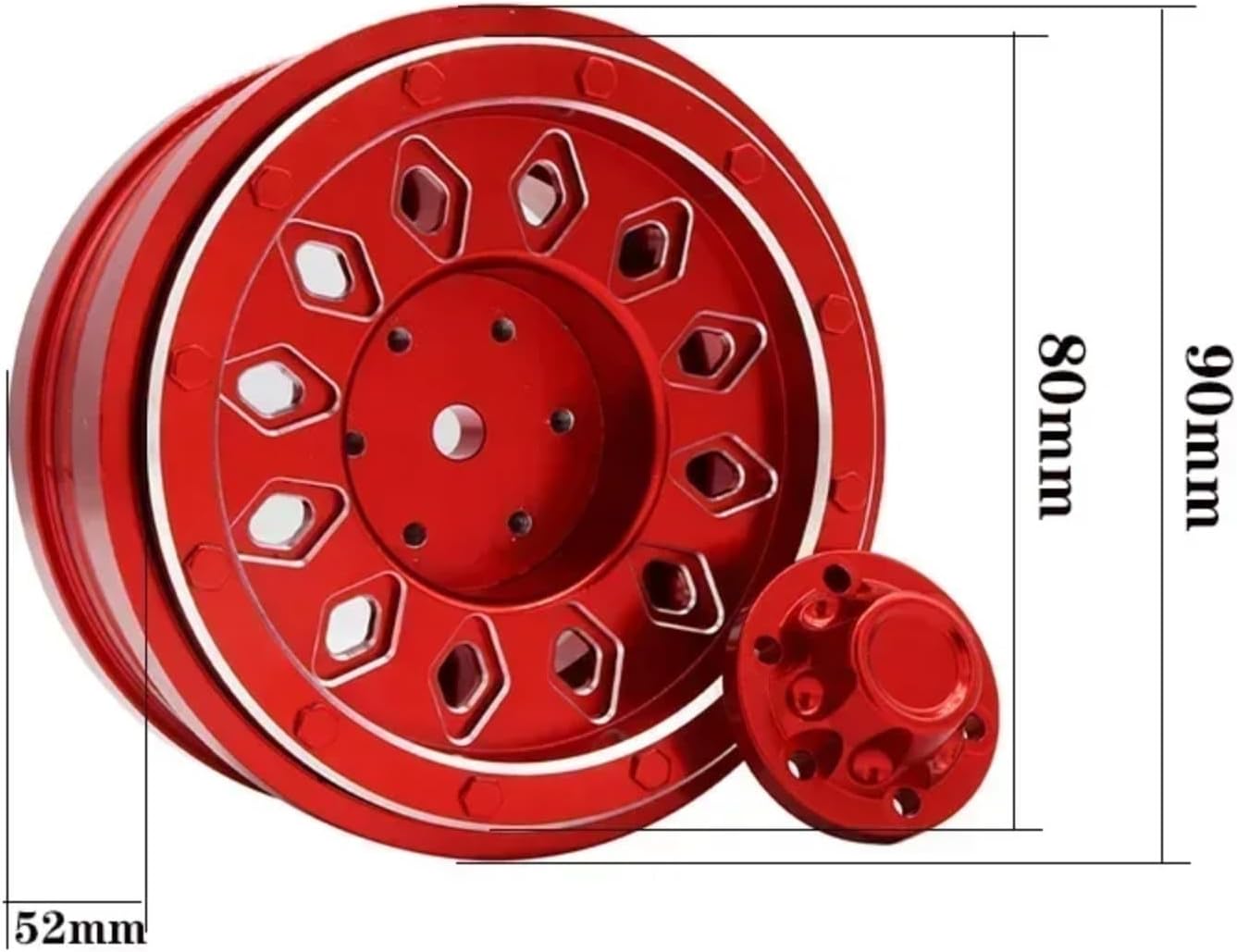 for Axial Scx6 1/6 RC Remote Control Car 4pcs CNC Aluminum Alloy Wheel Hub Rim Remote Control Crawler Car Accessories Parts RC Car Parts Accessories(Red)