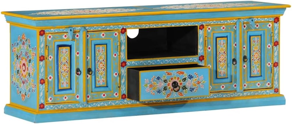 Blue Solid Mango Wood TV Cabinet