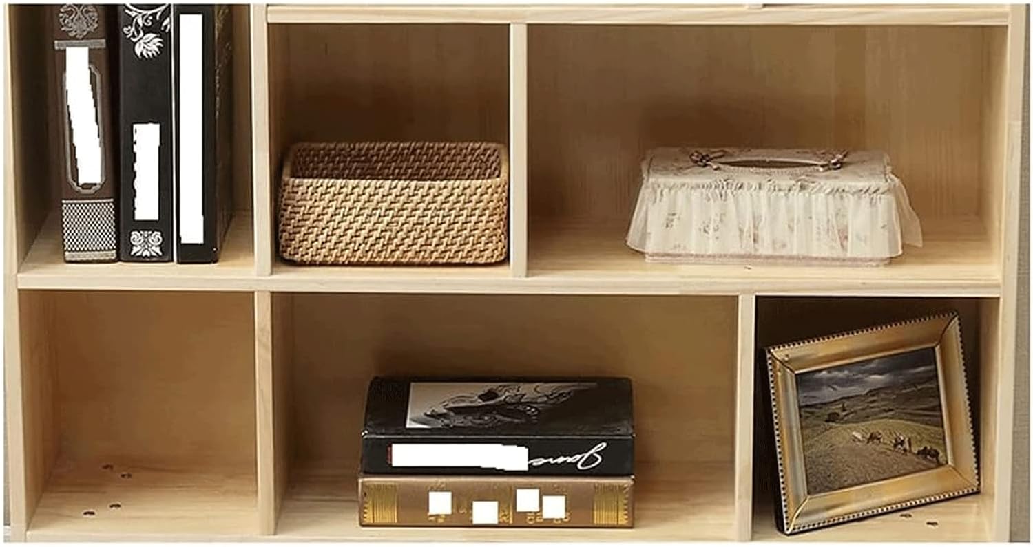 PAASHE Solid Wood Bookshelf Cabinet Leg Frame Design Bookcase Open Compartment Rack Bookcase Large Capacity 8 Grid Bookshelves