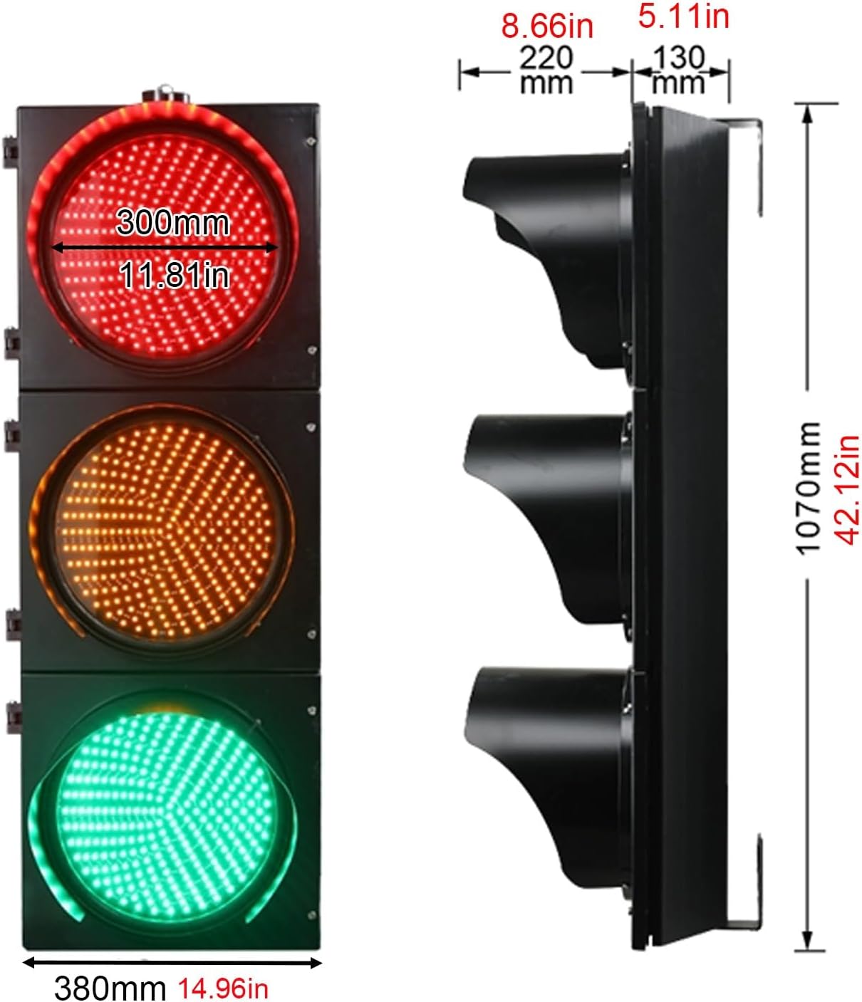 Traffic Light, Stoplight, Red/Green Stop and Go Light, Traffic Signal Light,Industrial LED Indicator Warning Light, for Toll Station, Car Wash, Shopping Mall, Parking Lane(Natural,300mm/11.81in)
