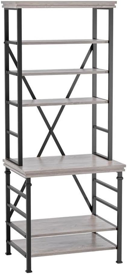 Furniture of America Garna Industrial Metal 6-Shelf Bookcase in Antique White