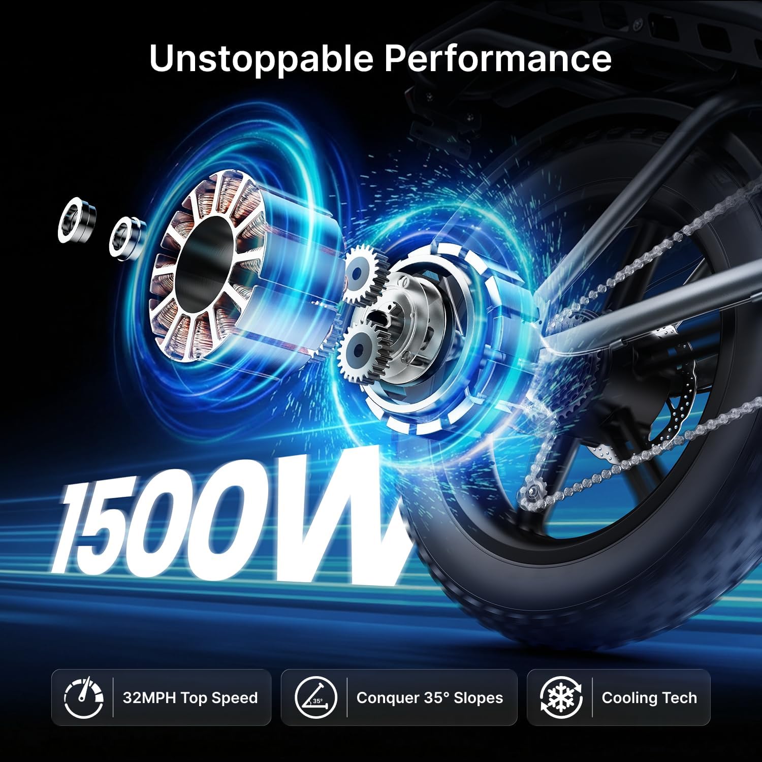 DEEPOWER Electric Bike for Adults,2000W Peak Motor&32MPH Electric Dirt Bike，48V 20AH/35AH/60AH Battery, 70-160 Max Miles,Dual Suspension Ebikes for Adults, 20