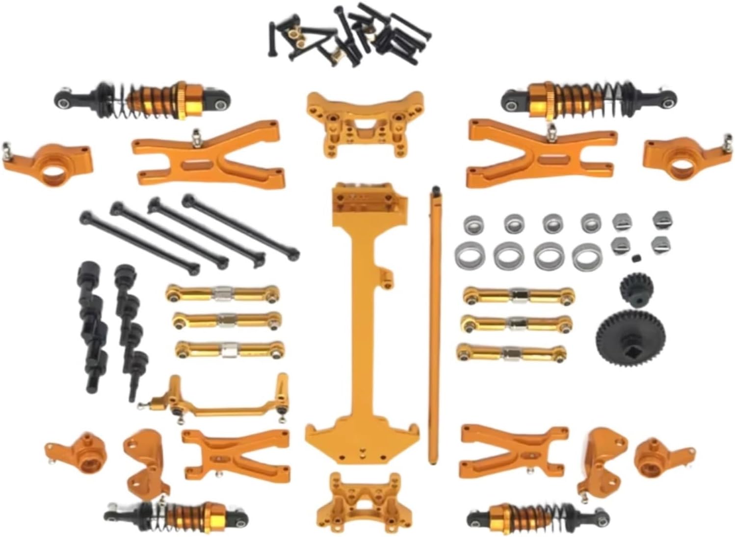 for WLtoys for A949 A959 A969 A979 K929 1/18 Metal Upgrade Parts Kit Drive Shaft Shock Absorber Link Rod RC Car Modification Accessories RC Repair Parts(Yellow)