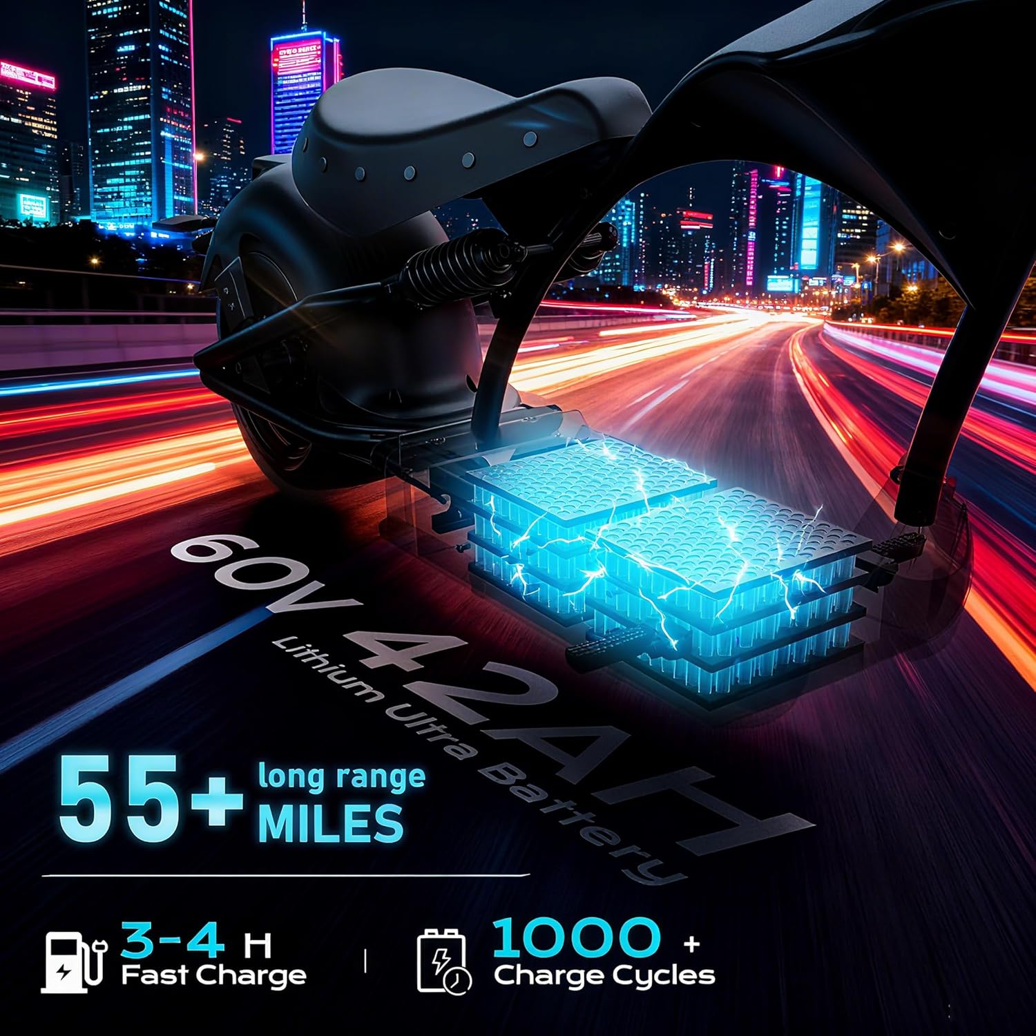 eAhora M1P Pro 4000W Electric Motorcycle for Adult 60V 42Ah Battery 55 Miles Long Range Electric Motorcycle Full Suspension Dual Hydraulic Brakes Electric Motorcycle