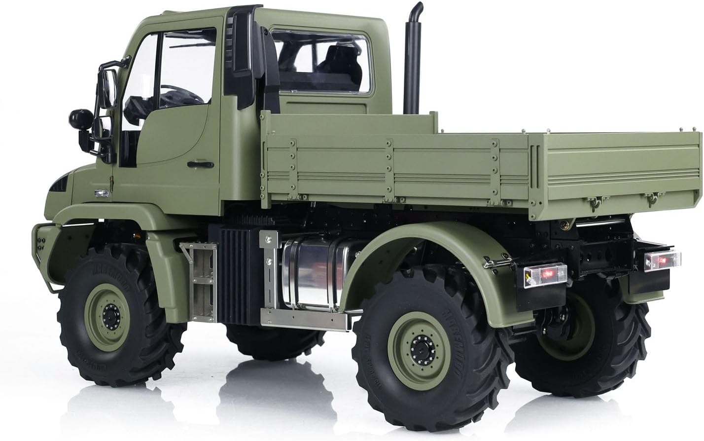 1/10 Metal Bucket RC Off-Road Vehicles U423 4x4 Remote Control Crawler Car Model 2-Speed Transmission Differential-Lock Axles Light Sound Hobby Grade Model(Matte Military Green)