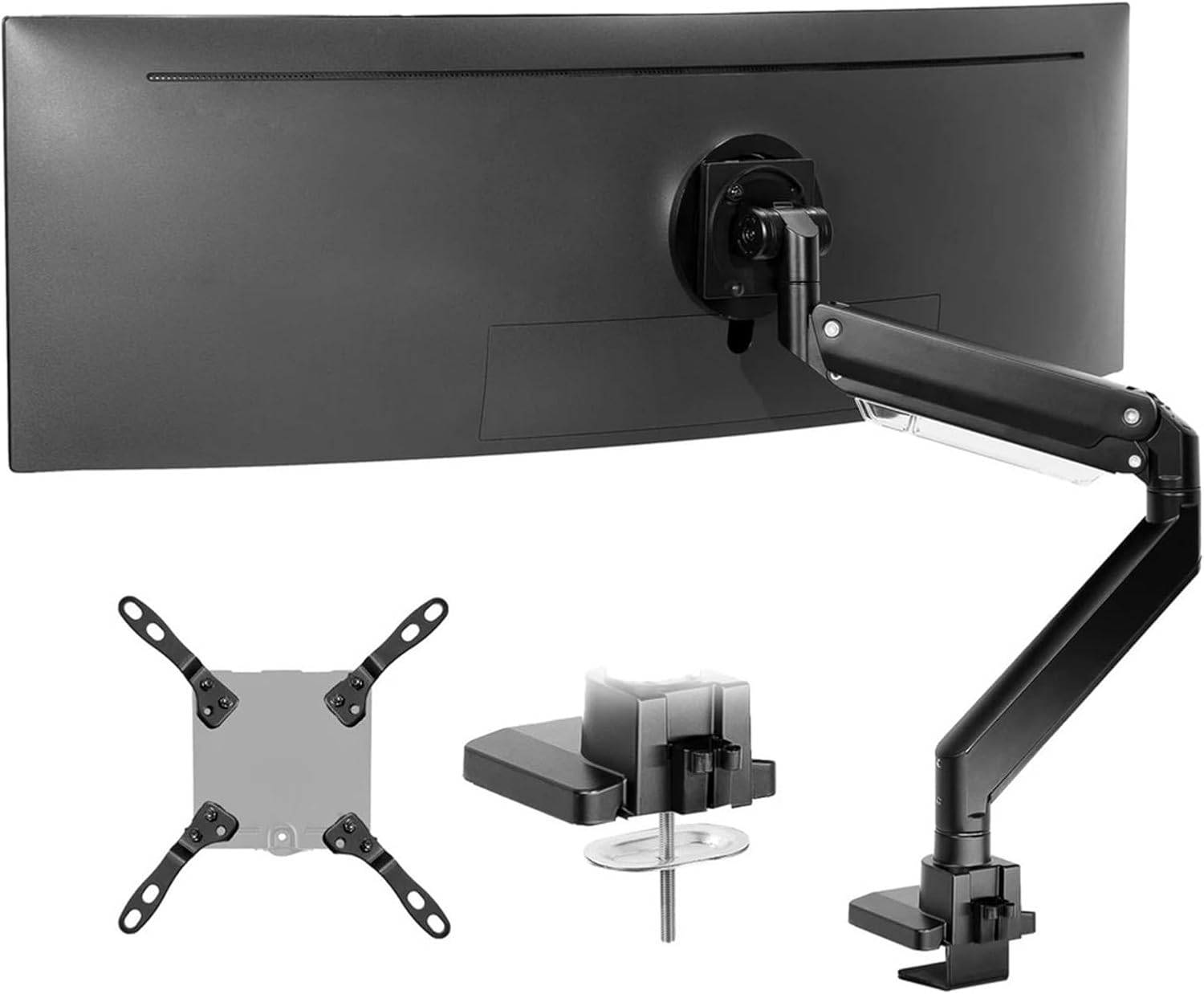 Black Clip Gas Spring Extra Wide Computer Monitor and TV Stand for 57 Inch