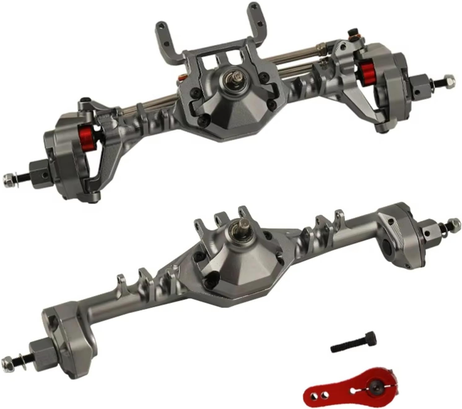 Rc Crawlers Axles For SCX10 II VP For Element For Enduro GEN8 For RGT EX86100 1/10 CNC Aluminum Alloy Piece Front Rear Portal Axle Upgrade Accessories(Gray)