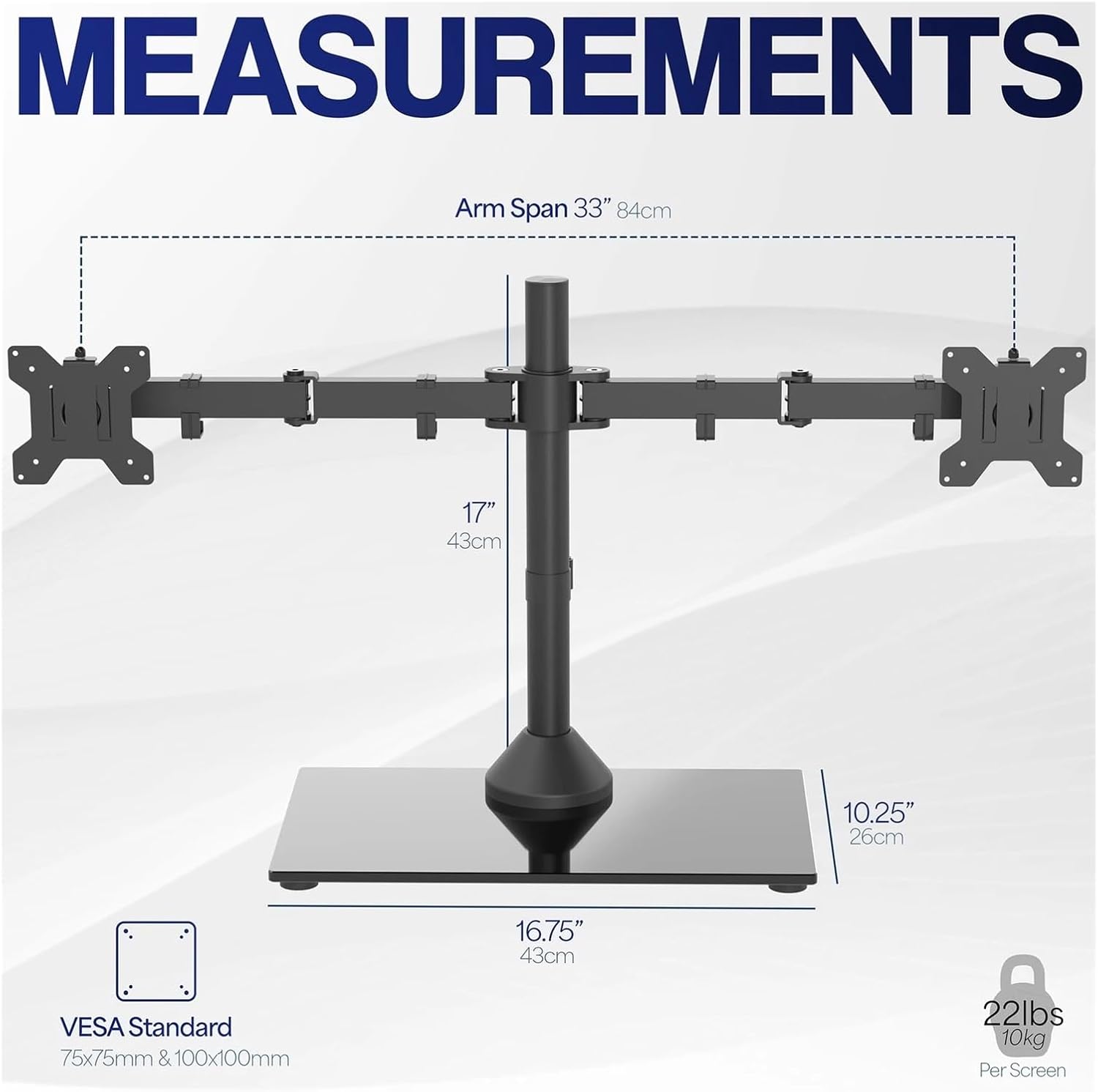 Dual Stand Suitable for 2 Computer Monitors, up to 32 inches