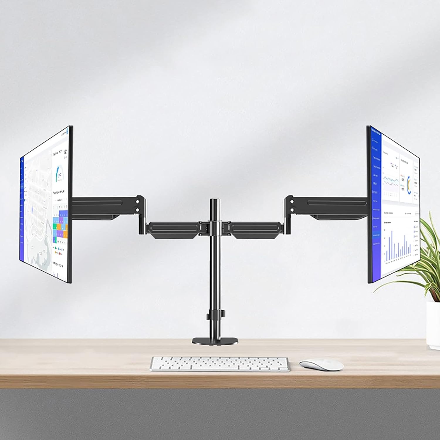 TV Stand Universal Dual Monitor Stand Stand Heavy Duty Monitor Arm Fully Adjustable for Computer Monitors with Clamp and Perforated Base, Fits 17-2 Monitors