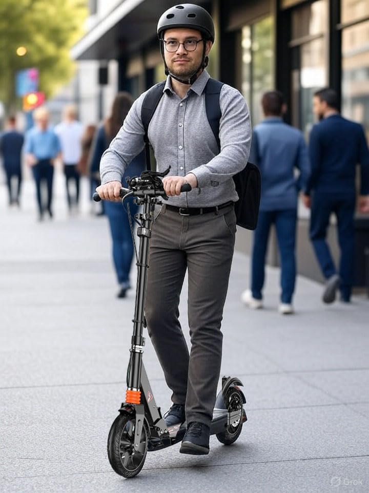 Folding Kick Scooter for Adults & Kids – 2-Wheel Adjustable Height Scooter with Hand & Foot Brake, Dual Suspension, Anti-Slip 5cm Tires, Quiet Ride, 600 Pound Capacity, for Ages 6+