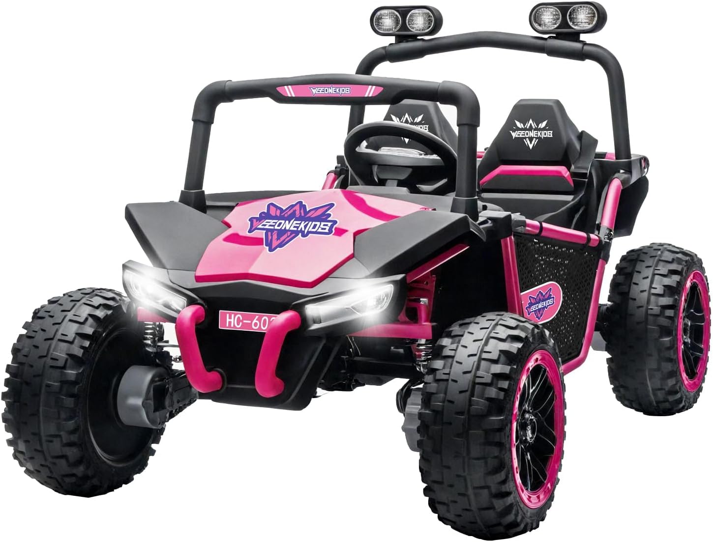 Ride on Toy for Big Kids, Kids' 2 Seat Electric Vehicles Outdoor Race Truck Car with 4 * 75W Strong MotorsBluetooth Speaker and 24V 7AH Big Battery,2 Seat Electric Cars for Kid 3-8 (Pink)