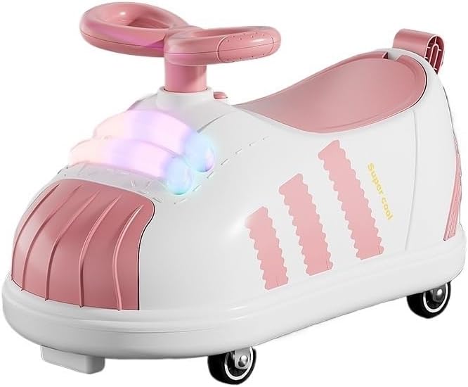 Wiggle Scooter Ride On Push Car for Kids Indoor Outdoor Riding Toys for Kids with Under-seat Storage Light Music(White)