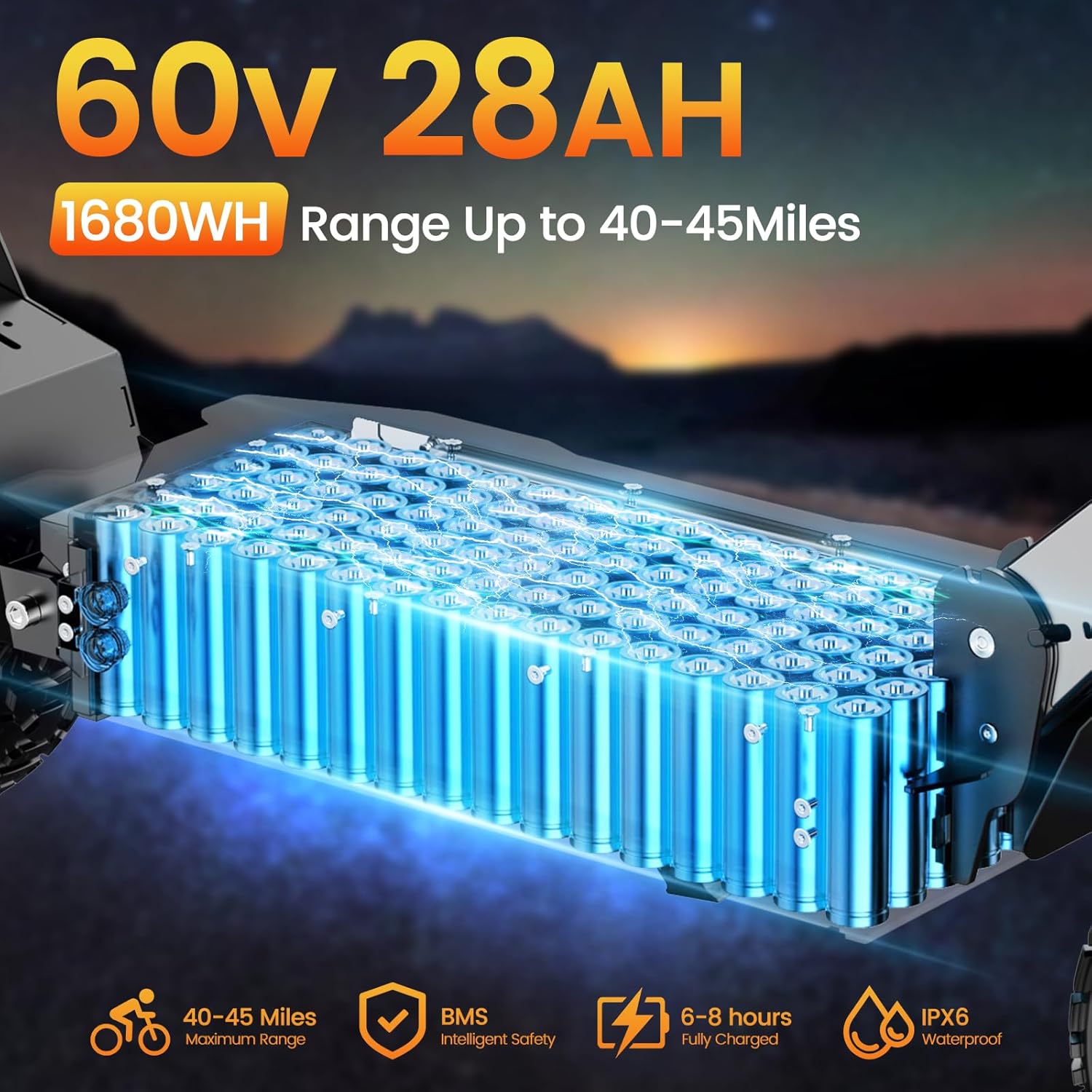 Electric Scooter Adults 60V 6000W Dual Motor Fast Folding Scooter with 3-Speed Variable Top Speed 60 mph Range 55 mph Off-Road 11' Tires with Seat Maximum Load 800 lbs Dual Drive Brakes Commuter Bike