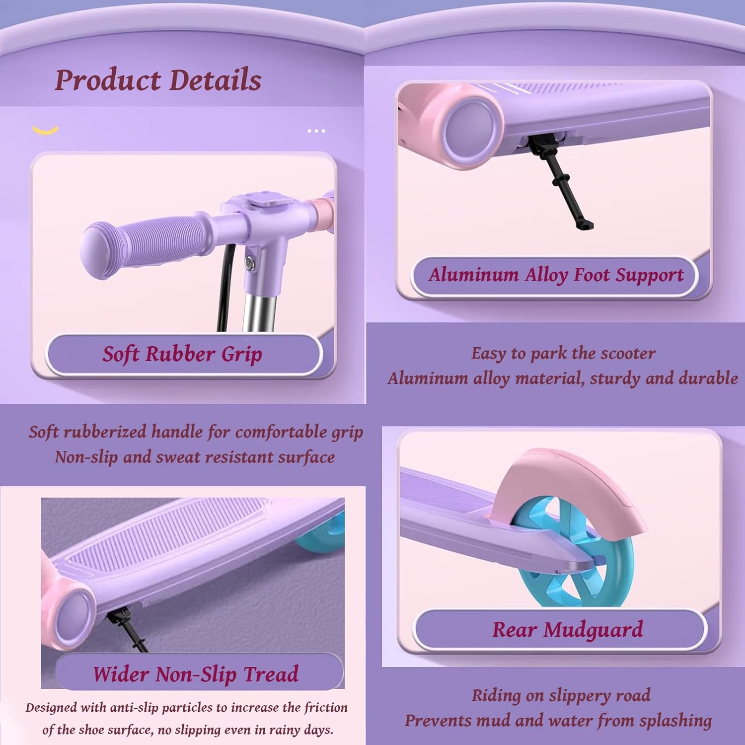 Scooters for Kids 6 Years and up, Folding Kick Scooter 2 Wheel for Teens,Adults, 4 Adjustable Handlebar, Big Wheels, Dual-Brake System,Lightweight Sports Commuter Scooter, Sturdy Frame, up to