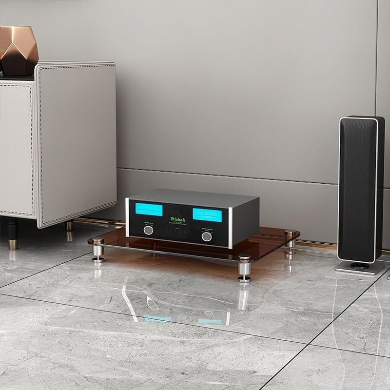 Diodceraic 1/2/3/4-Tier Stereo Rack AV Media Stand with Tempered Glass Shelves