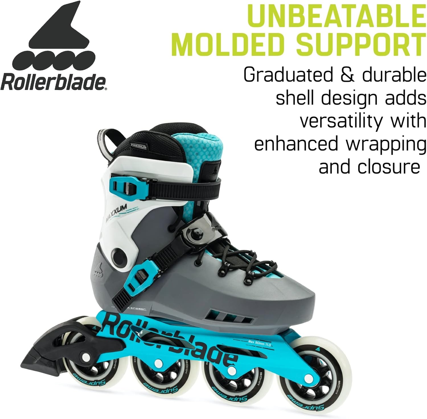 Rollerblade Maxxum XT Women's Adult Urban Inline Skate, Anthracite and Aqua, Performance Inline Skates
