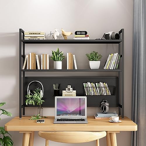 Desktop Bookshelf Desktop Bookshelf 2-Tier Multipurpose Wood Bookcase for Computer Desk, Hutch Display Rack Organizer for Dorm Office Home