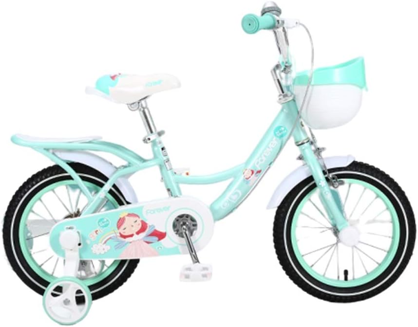 Bikes Kids AGYH Outdoor Children's Bicycle, Cute Mirror Bell, Cartoon Tire, with Auxiliary Wheels, A Tricycle Suitable for Girls to Ride Outdoors (Color : Green, Size : 102x50cm)