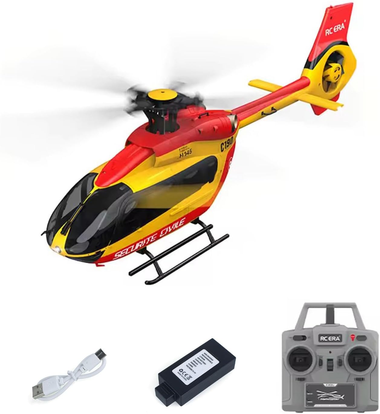 TOUCAN RC HOBBY 1/30 RC ERA 6CH Radio Controlled Helicopter C190 Dual Brushless Motors RTF Model Aircraft H145 Aileronless Ducted Tail Rotor for Adult