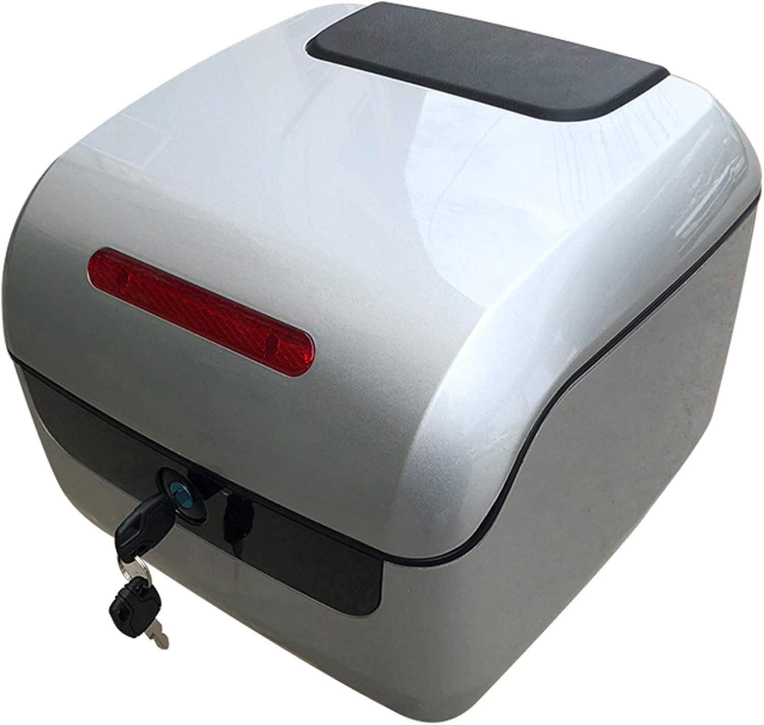 Motorcycle Storage Box, Motorcycle Top Box, Trunk Tail Box, Helmet Luggage Storage Top Case, With Universal Mounting Hardware, Storage Trunk With Lock, For Scooter/Motorcycle (Silver 3×13×9.5 in)