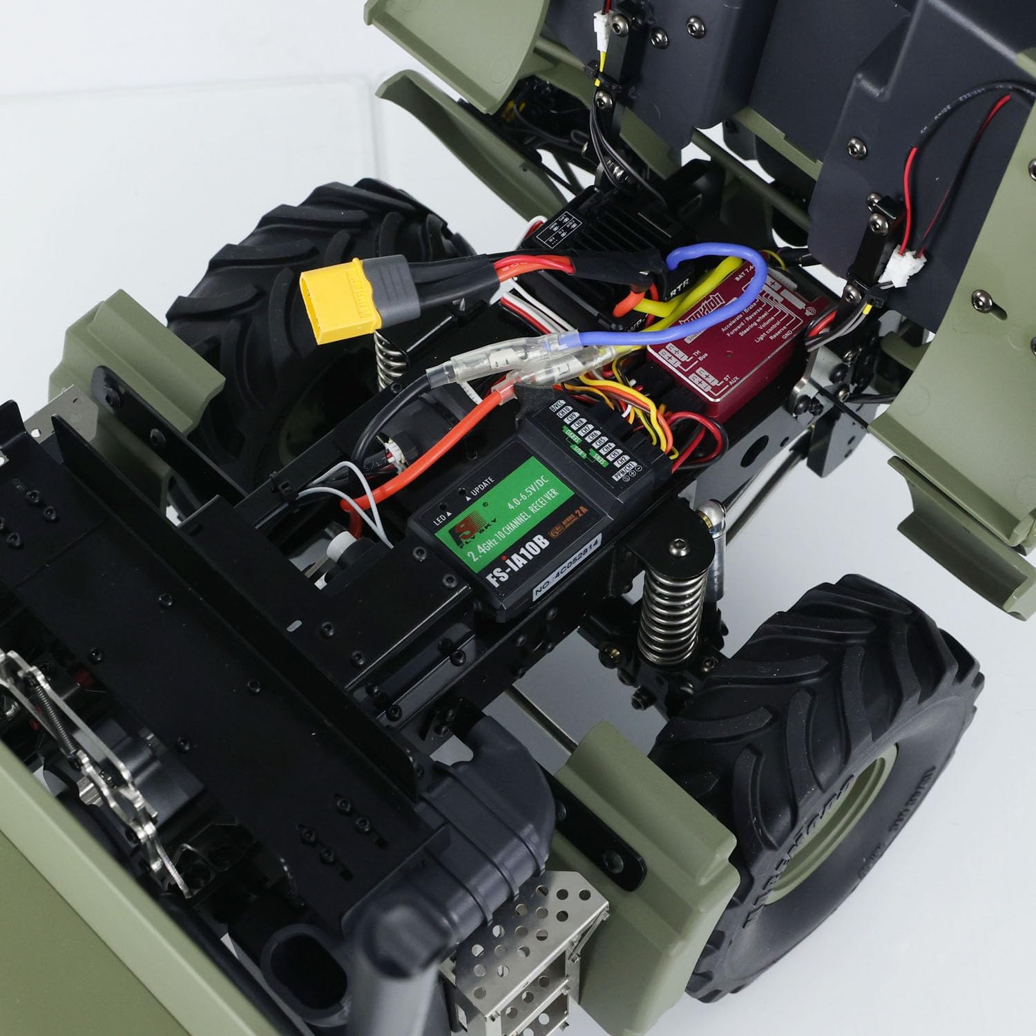 1/10 Metal Bucket RC Off-Road Vehicles U423 4x4 Remote Control Crawler Car Model 2-Speed Transmission Differential-Lock Axles Light Sound Hobby Grade Model(Matte Military Green)