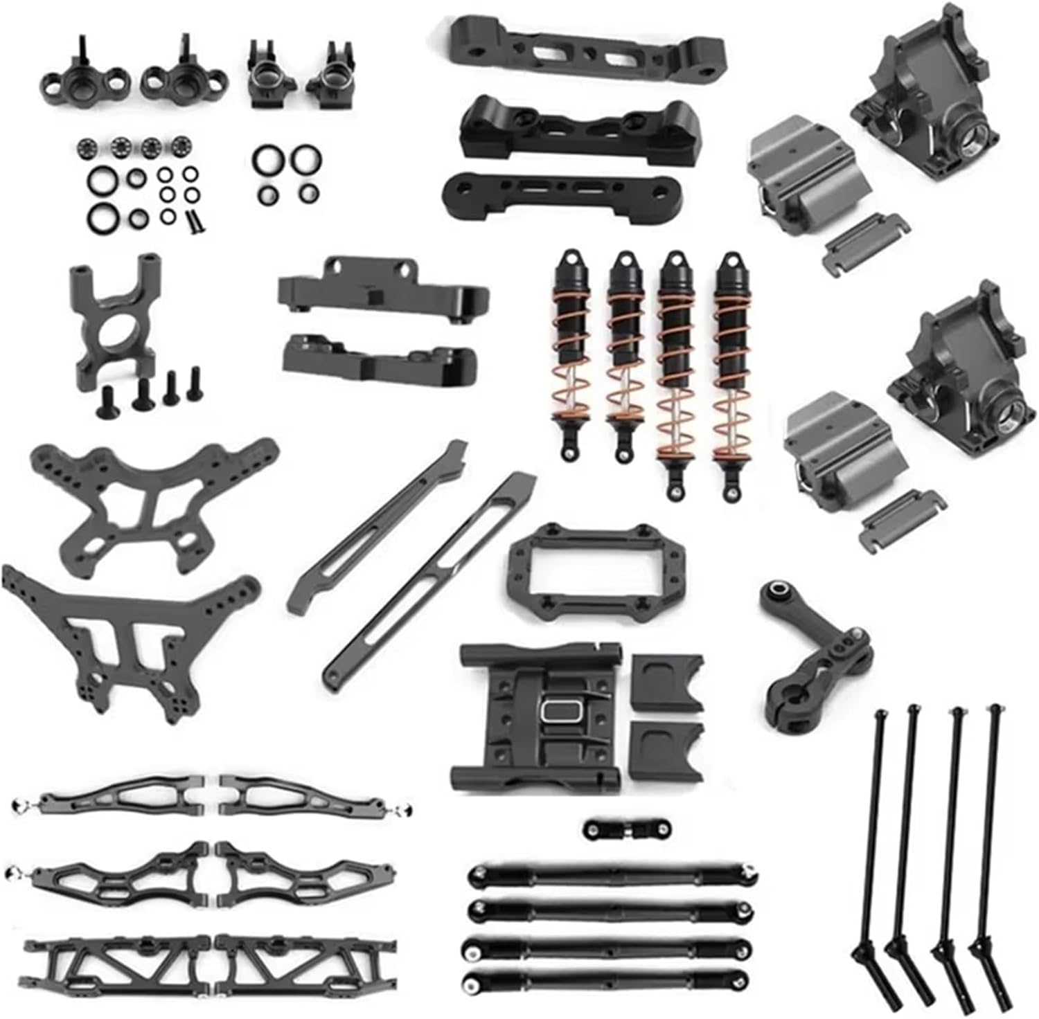 RC Car Parts Compatible with Arrma for Kraton for Outcast 6S 1/8 RC Car Metal Accessories Suspension Arm Shock Absorber Drive Shaft(Black)