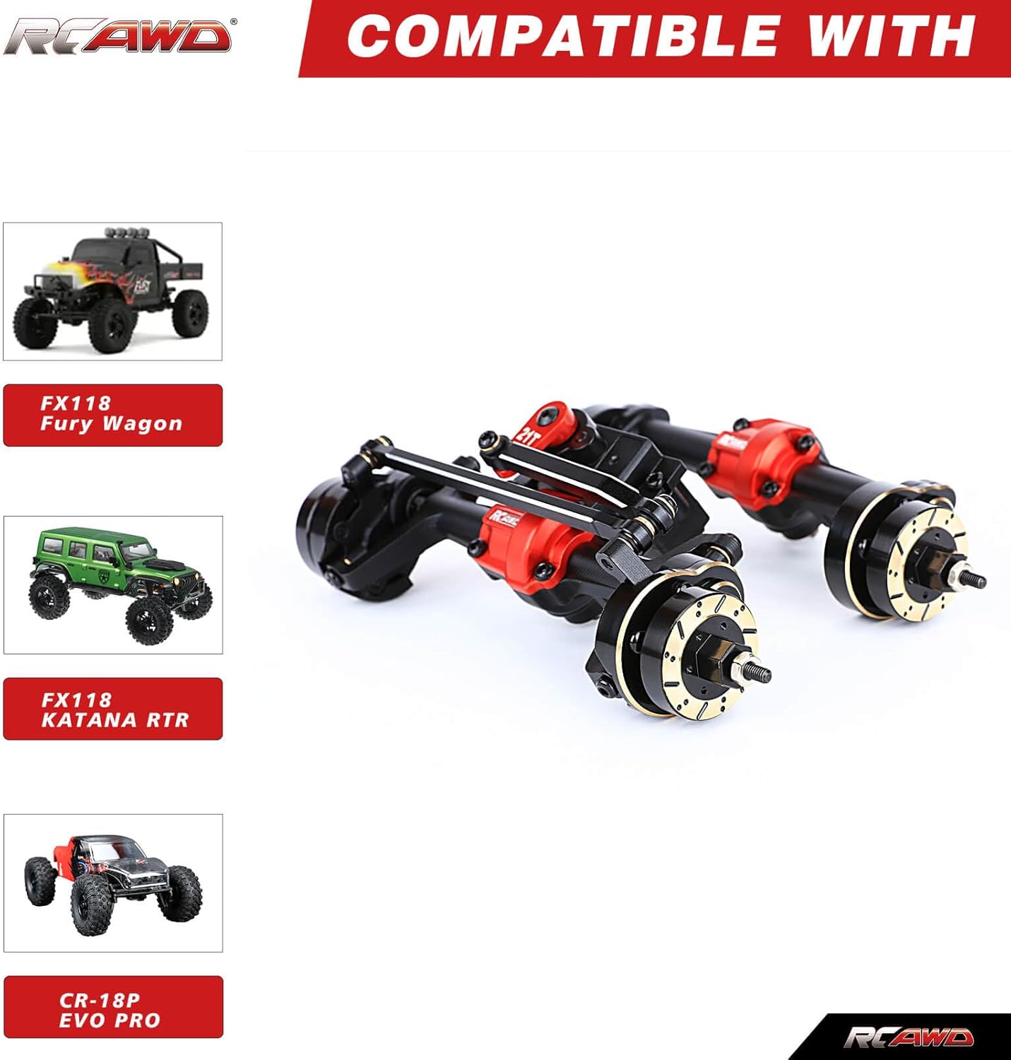 RCAWD +10mm Wide Front Rear Portal Axle & Steering Servo for Hobby Plus 1/18 CR-18P EVO PRO 1/18 FURITEK FX118 Fury Wagon Katana RTR Upgrades Part