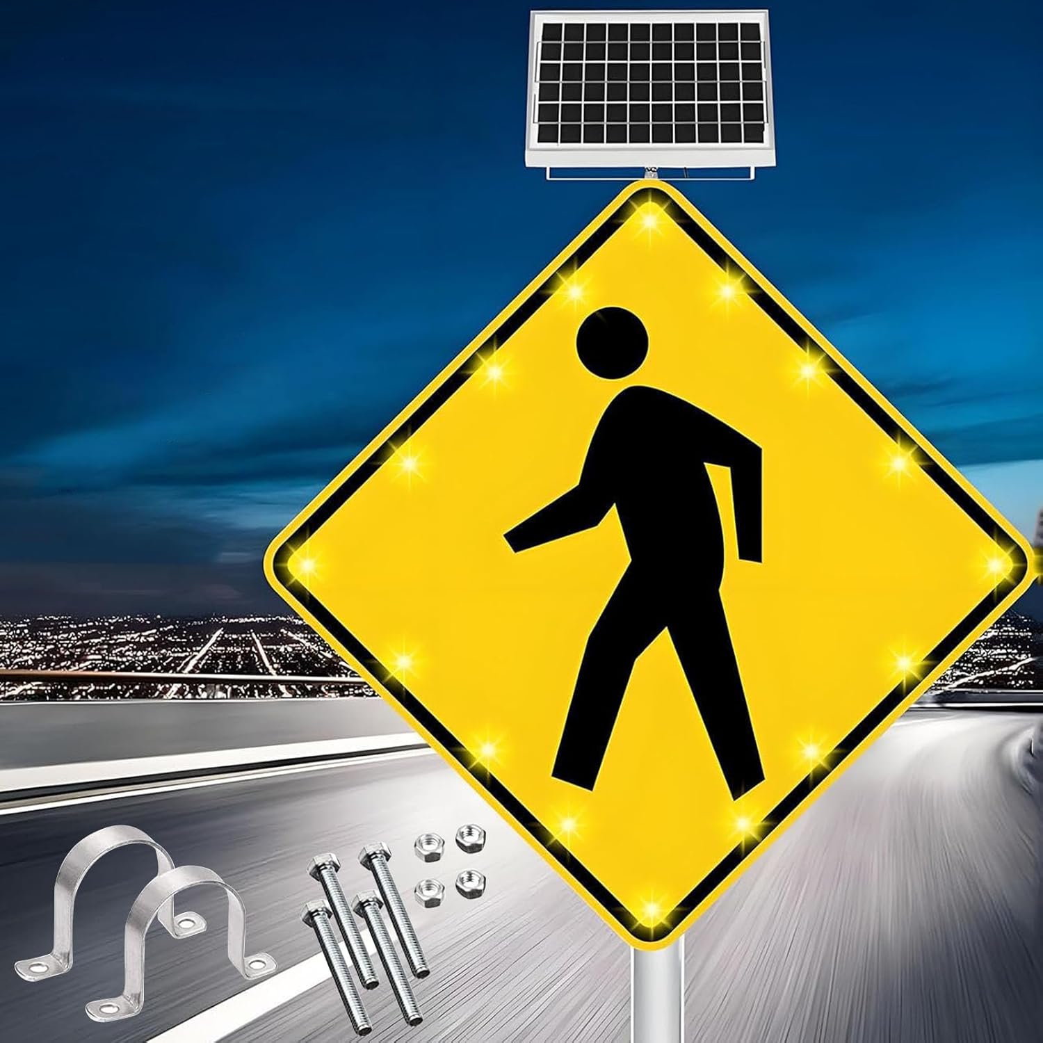 Solar LED Pedestrian Crossing Sign 24