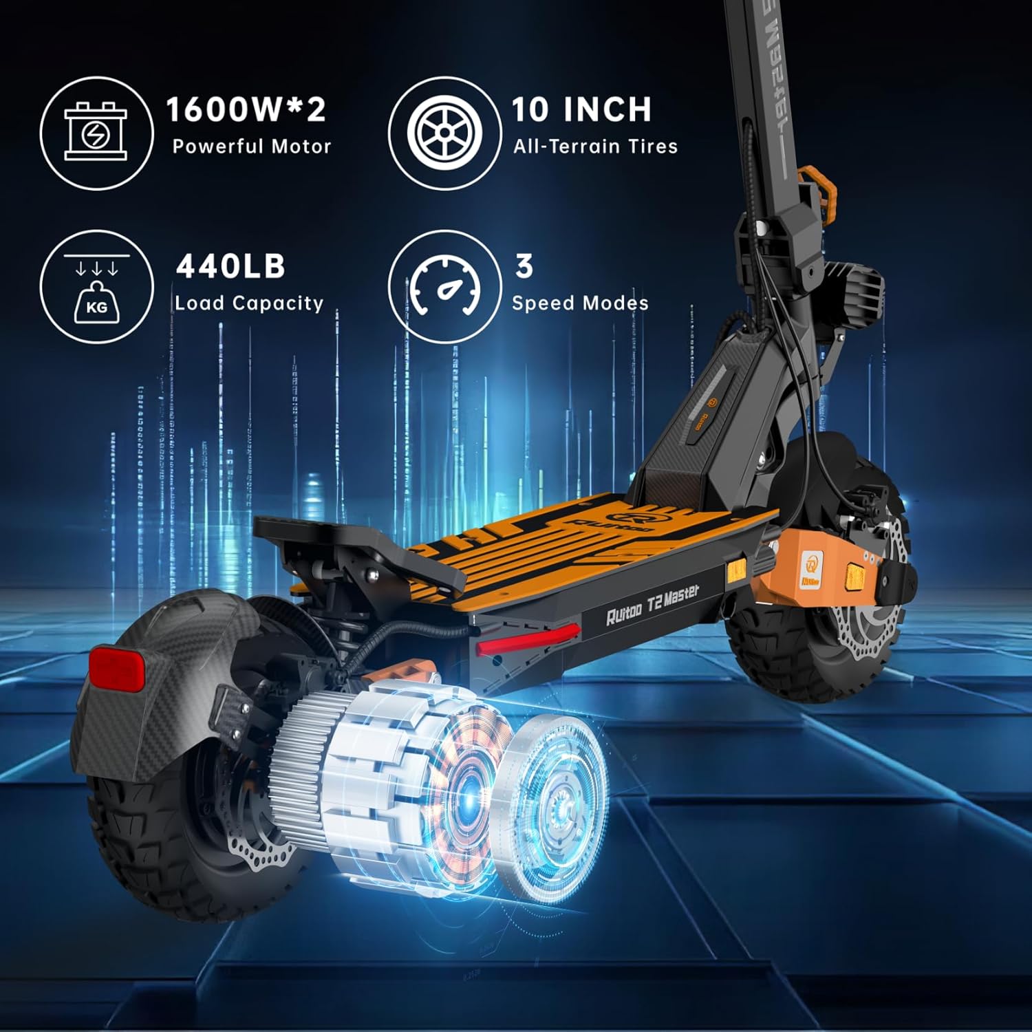 Electric Scooter, 1000W/ 1200W/ 1600W/ 3200W Brushless Motor, 28-40Mph, 31-45 Miles Range, E-Scooter with Seat for Adults