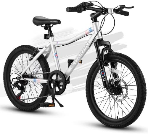 20 Inch Kids' Bike, Boys Girls Bike Ages 6-12, 1/7 Speed Children Kids' Bicycles, Front Suspension High Steel Frame Mountain Bike, Summer for Girls and Boys