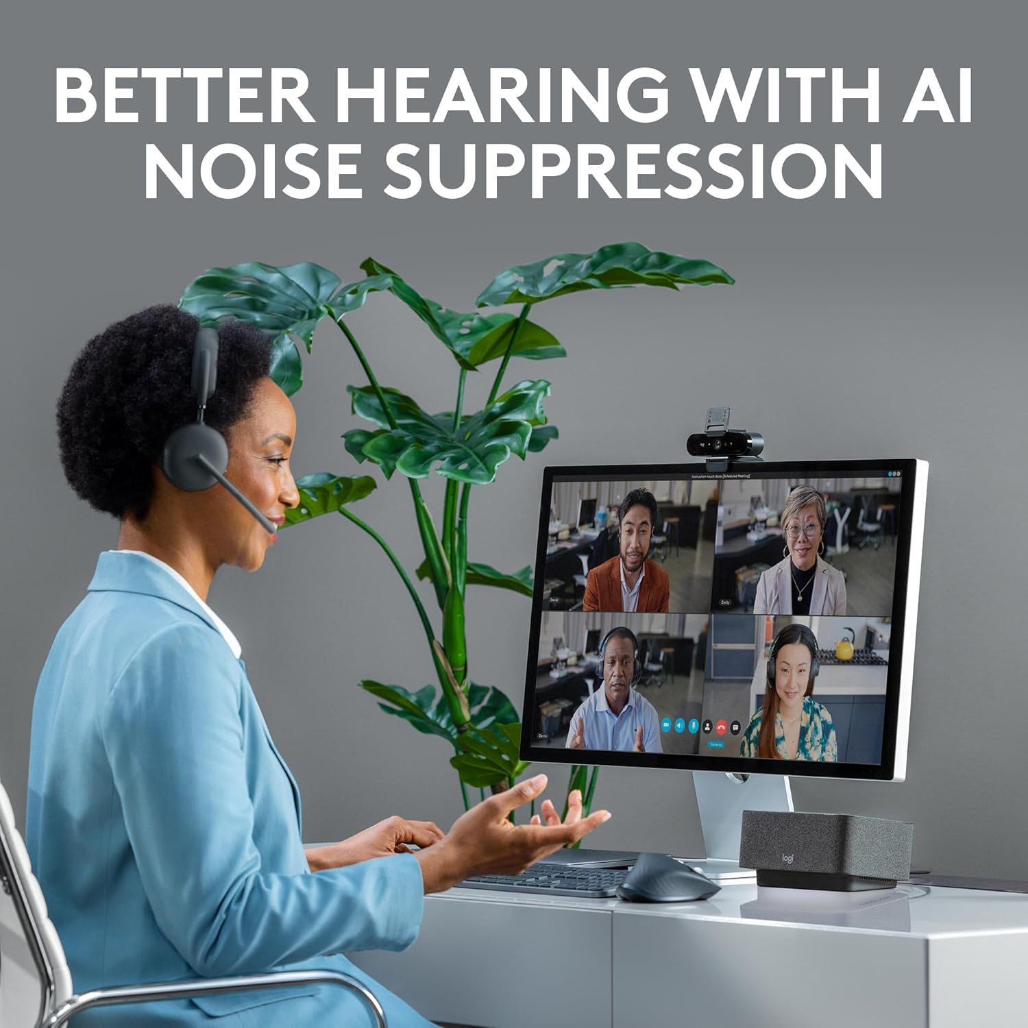 Logitech Zone 950 Premium Noise Canceling Headset with Hybrid ANC, Bluetooth, USB-C, USB-A, Certified for Zoom, Google Meet, Google Voice, and Fast Pair - Graphite (Renewed)