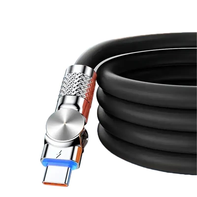 Maine 120W Type C Fast Charging Silicone - Type-C Male Connector to USB A Male Connector Data Cable, 180° Rotating Fast Charging Cable, Factory Wholesale Sales (1000, Black, 2M)