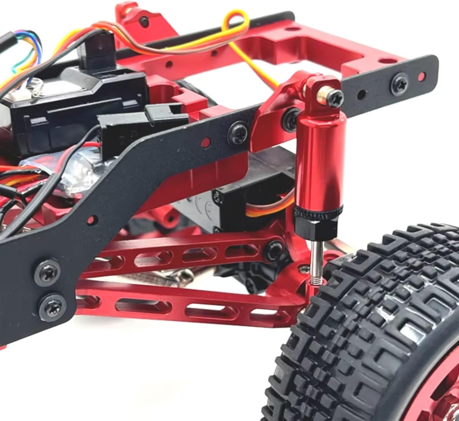 For MN168 For MN78 1/12 Metal For Chassis Link Rod Pull Rod Mount Oil Shock Absorber Drive Shaft Beam Kit RC Car Upgrade Parts Accessories RC Car Shock Absorber(Red)