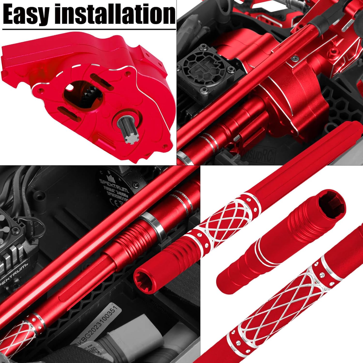 Upgrade Parts for 1/10 Kraton Outcast 4X4 4S V2 BLX,RC Shocks&Arms&Caster Blocks hubs&25T Servo Saver&Steering Bellcranks&CVD&57T Spur Gear &Gearbox&Center Driveshafts&Links,Red