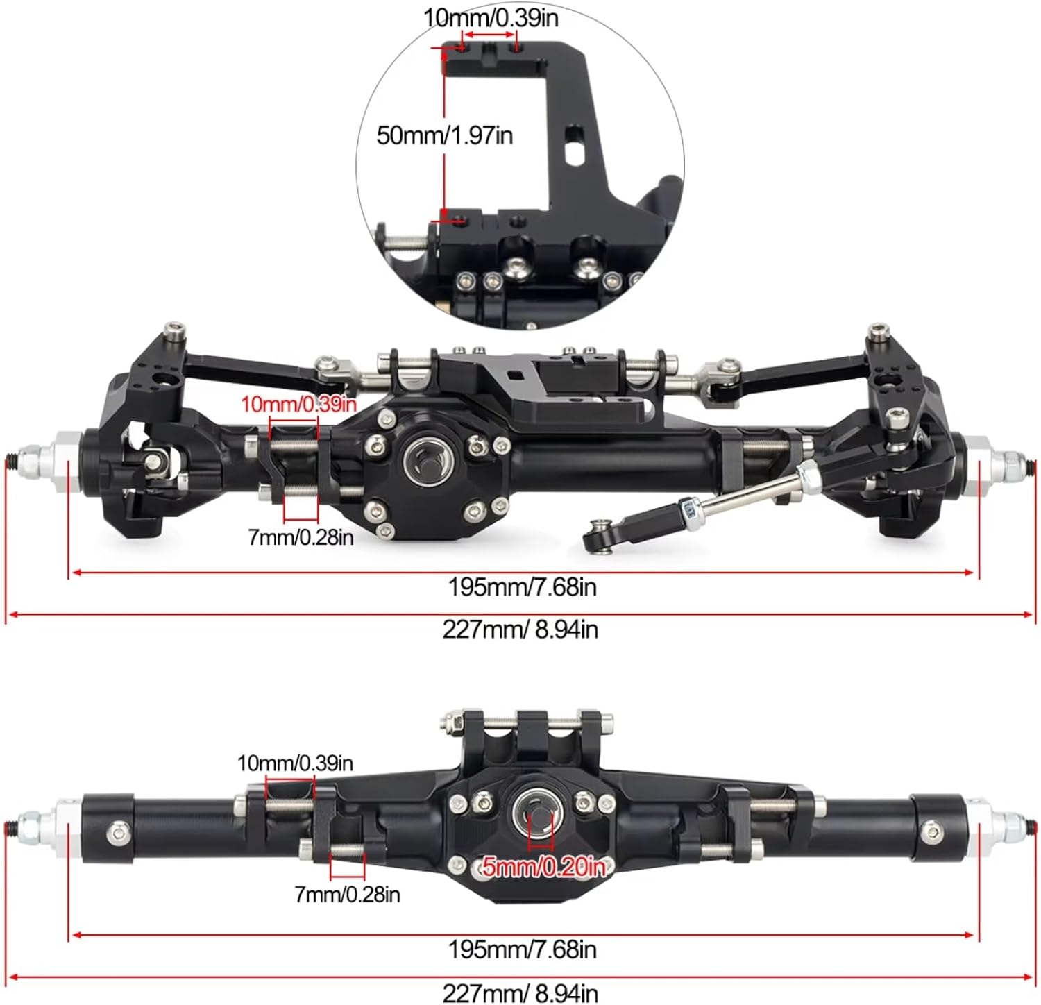 RC Toys Upgrades Parts For Vanquish For H10 1/10 CNC Aluminum Front Rear Straight Axle Set For RC Crawler Car Upgrade Parts Accessories(Black,1set)