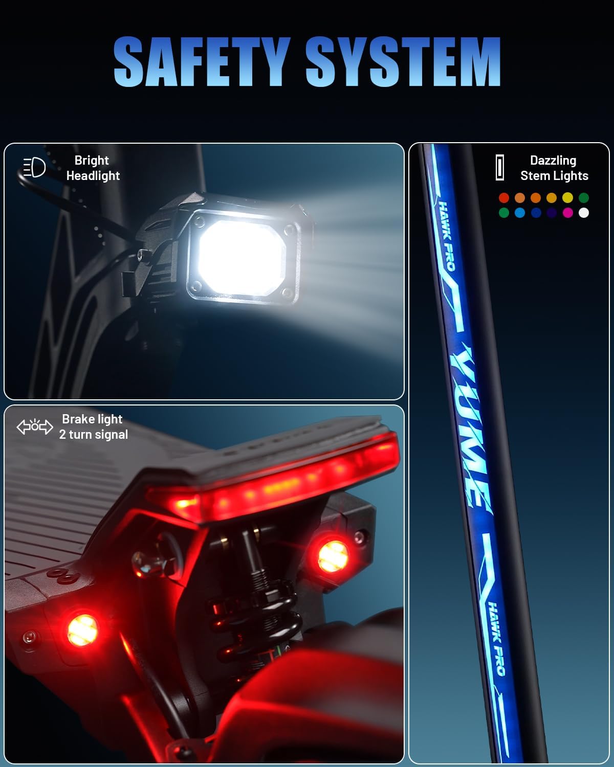 M YUME SCOOTER Hawk Pro Peak Power 6000W Electric Scooter Adult,Up to 50 MPH Speed,56 Miles Range Escooter, 10