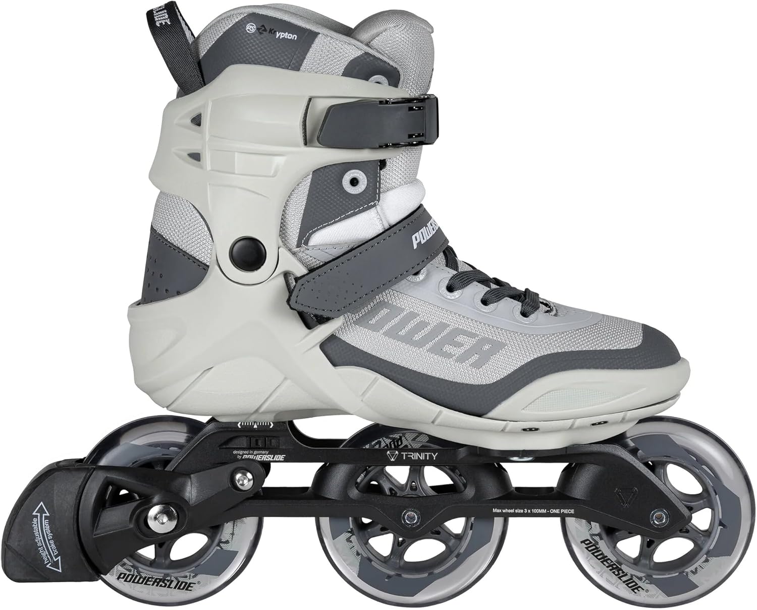 Powerslide Phuzion Krypton Grey 100 Inline Skates Unisex for Men and Women in Grey, 100 mm/83A Wheels, ABEC 7 Pro Bearings, Item No.: 901984 37