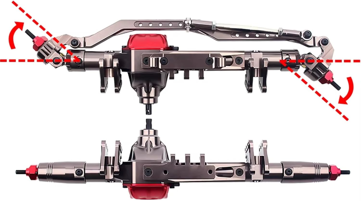 for Axial for Wraith 90018 90020 90045 RR10 90048 90053 1:10 RC for Rock Crawler Complete Metal RC Car Front Rear Axle RC Car Parts(Metallic,Both)