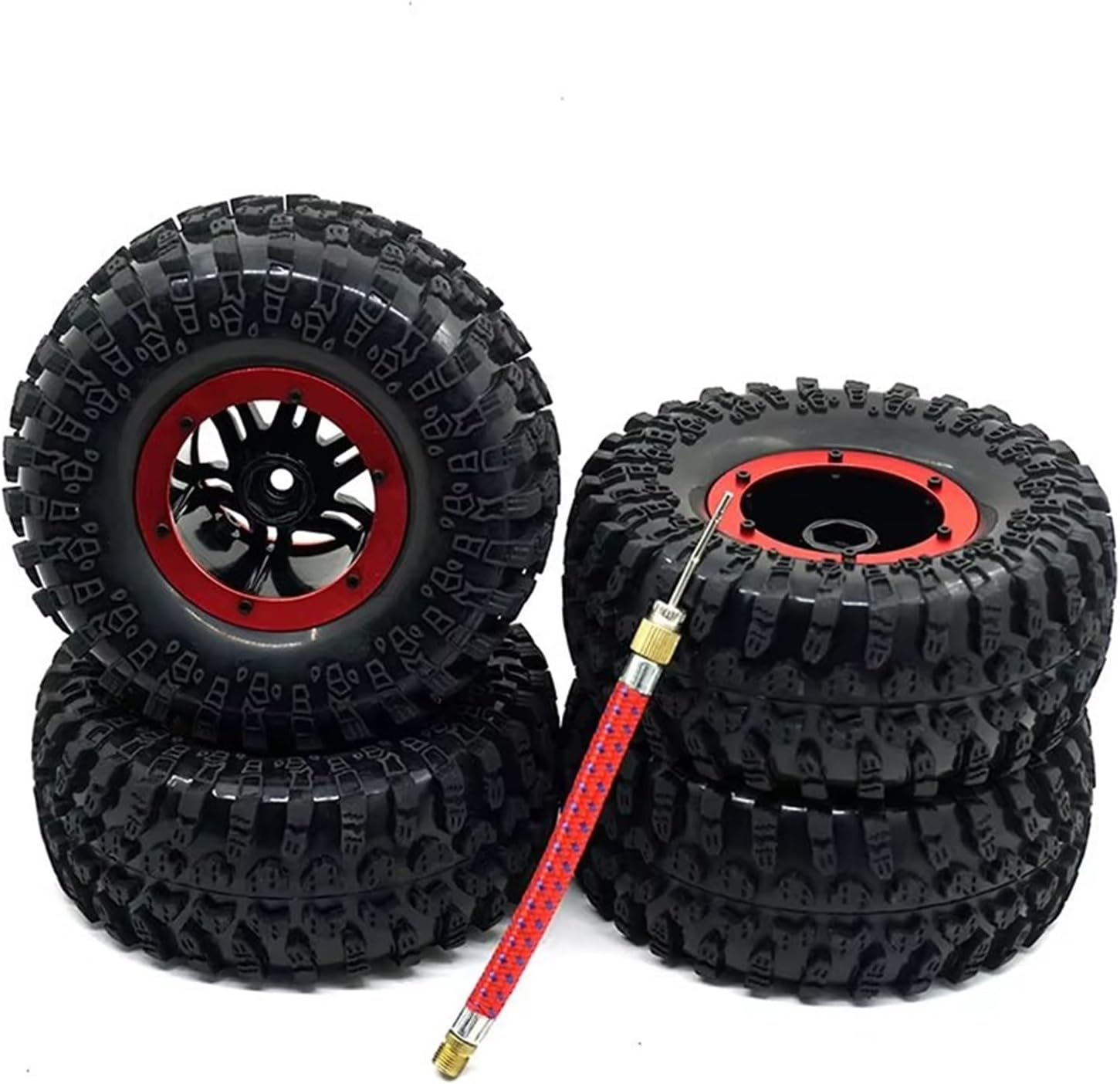 Compatible with Axial for Wraith 90018 for SCX10 for TRX4 1/10 RC Cars Parts 4PCS 2.2inch Inflatable Air Pneumatic Rubber Tires Wheel Rims RC Car Part Accessories