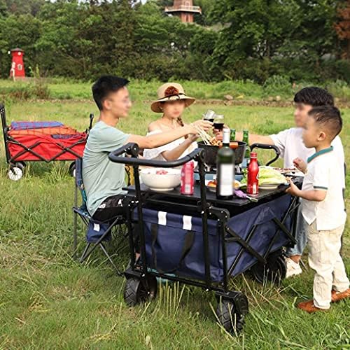 Collapsible Wagon Cart with Wheels Foldable Folding Wagons Carts Silent Universal Wheels,Outdoor Folding Utility Wagon Offroad Folding Trolley, Garden Transport Handcart, for All Surfaces, L